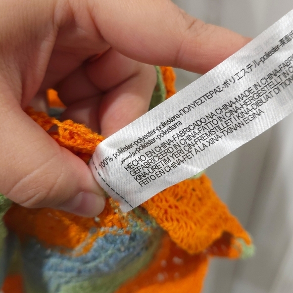 ZARA Colorful Cut Out Scalloped Stripe Crochet Mini Halter Dress, Sheer, M - Picture 9 of 16